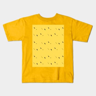 Black fragments on a yellow background Kids T-Shirt